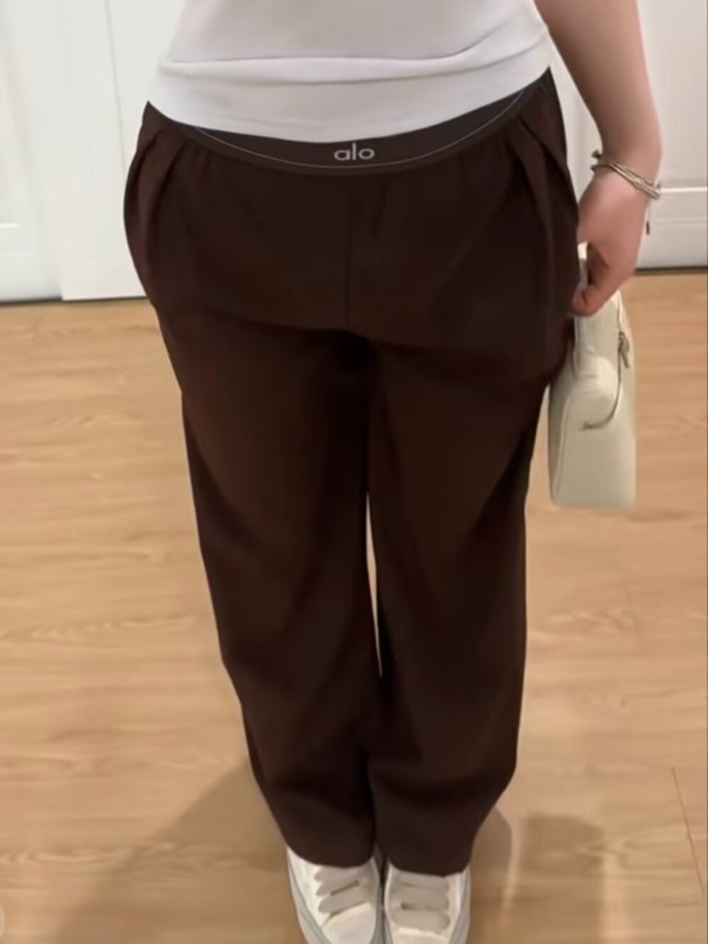 💃🛍Alo Suit Up Espresso Brown Trouser Wide Leg Figure-Flattering Elevated 30"
